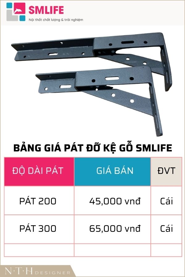 Pát Đỡ Kệ Gỗ Màu Đen Chữ L Bằng Thép chịu lực cao SMLIFE| N.T.H Designer