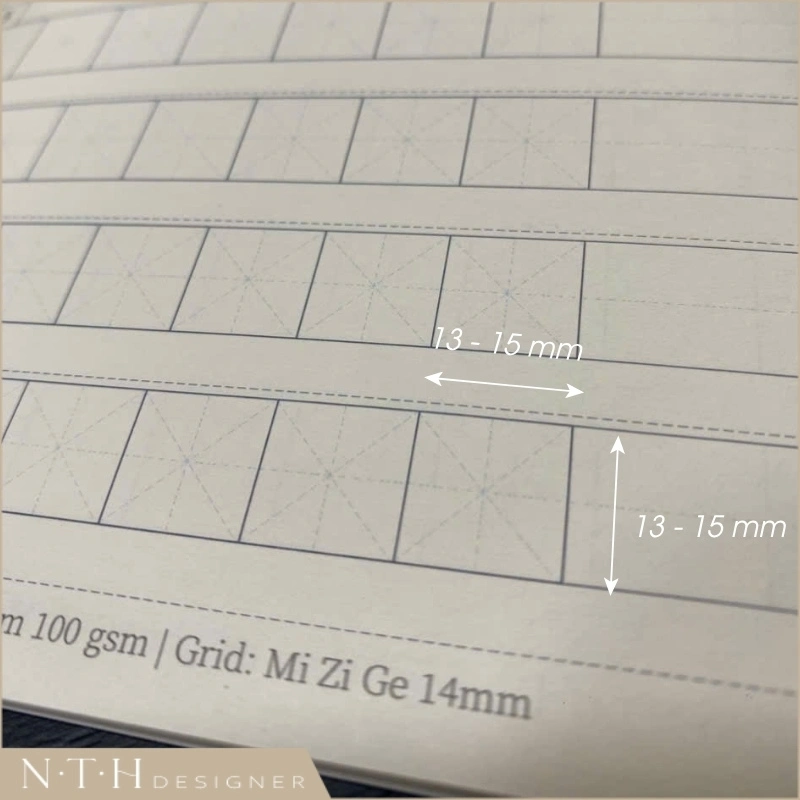 Độ rộng ô vuông viết chữ thường từ 13-15mm