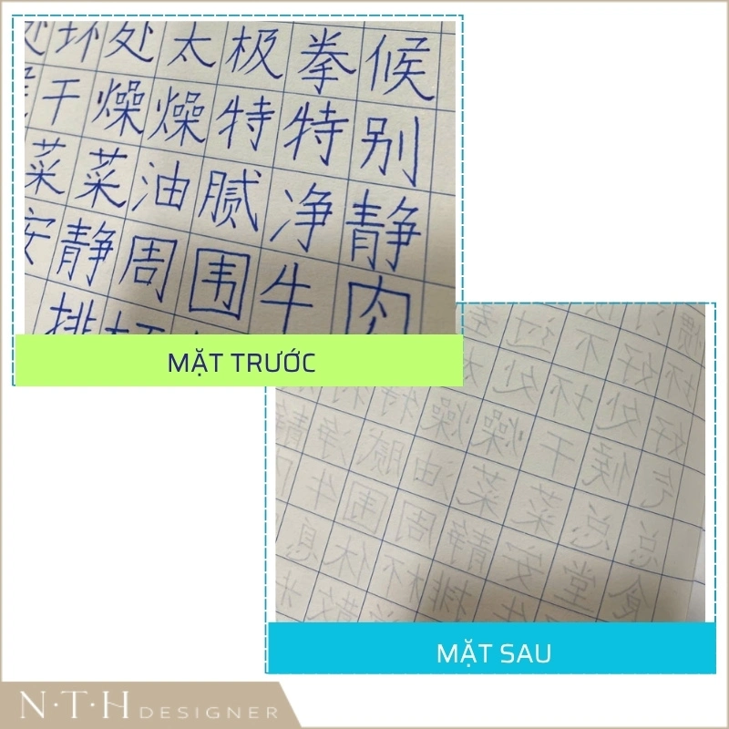Giấy mỏng thường bị thấm ngược mực qua mặt sau của quyển vở tập viết