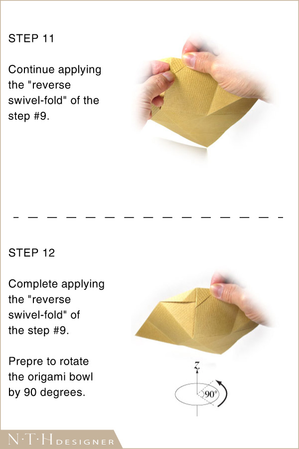 Hướng dẫn gấp hình cái chén Origami bằng giấy - Hình 6