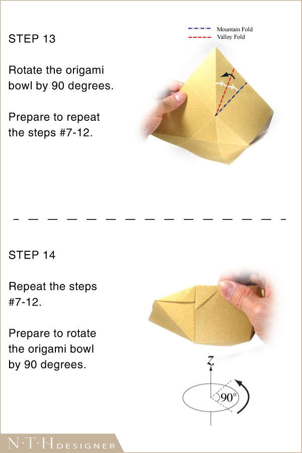 Hướng dẫn gấp hình cái chén Origami bằng giấy - Hình 7