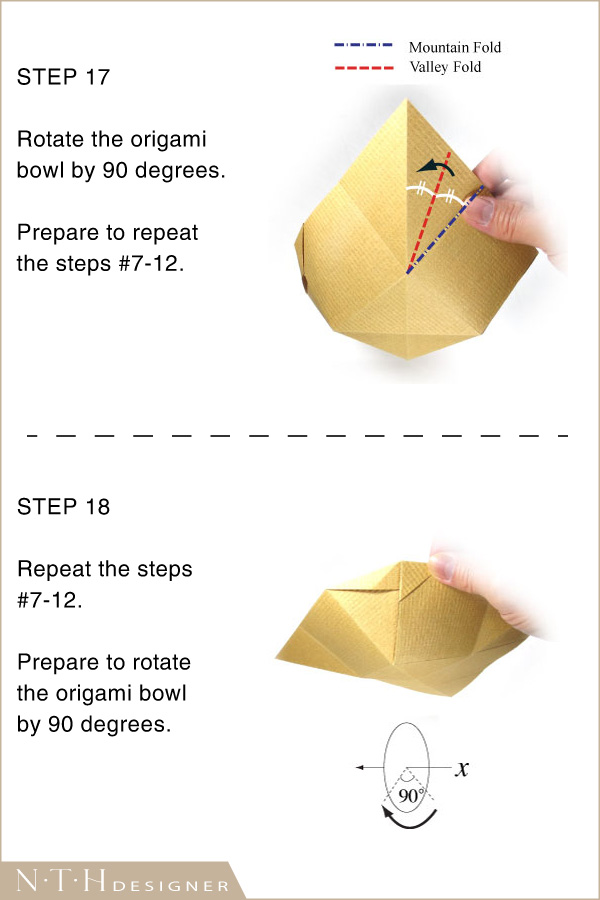 Hướng dẫn gấp hình cái chén Origami bằng giấy - Hình 9