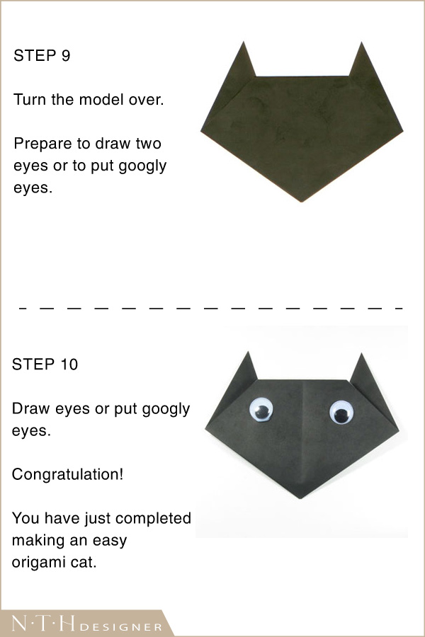 Hướng dẫn gấp hình con Mèo Origami bằng giấy - Hình 5