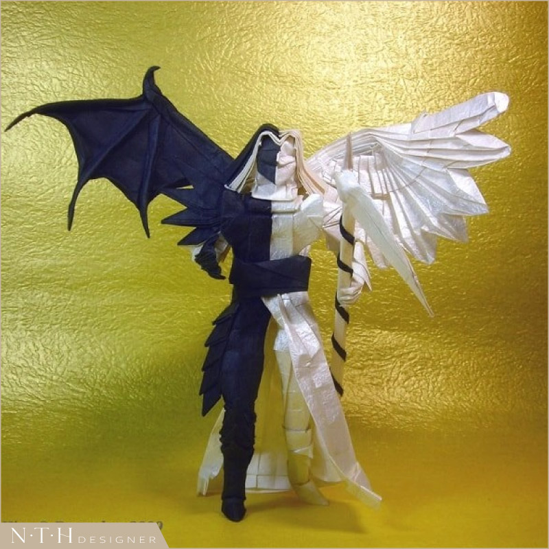 Mẫu thiên thần giấy Origami - Light and Dark - Designed and Folded by Tran Trung Hieu