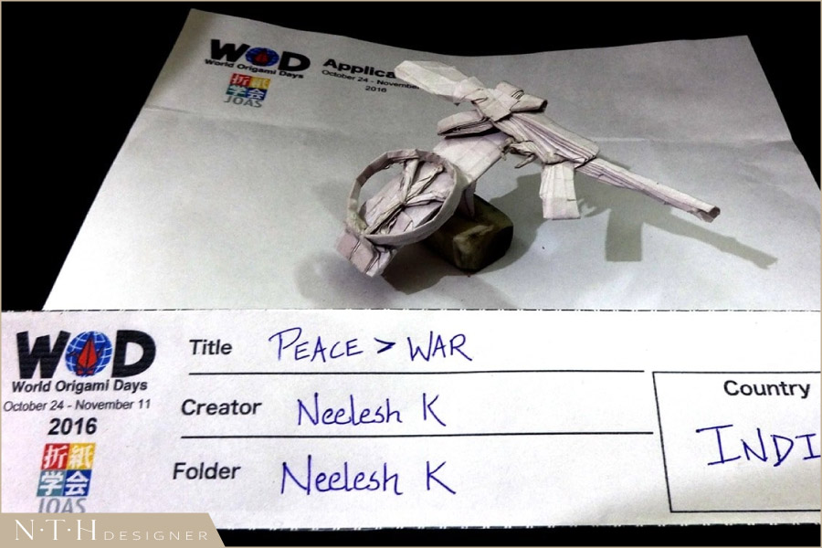 Mẫu gấp giấy Origami vũ khí - Peace War, Designed and Folded by Neelesh K