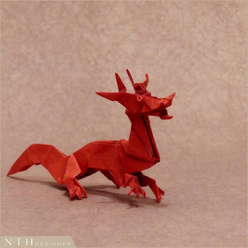 Mô hình con Rồng bằng giấy Origami - Eastern Dragon Designed by Jun Maekawa