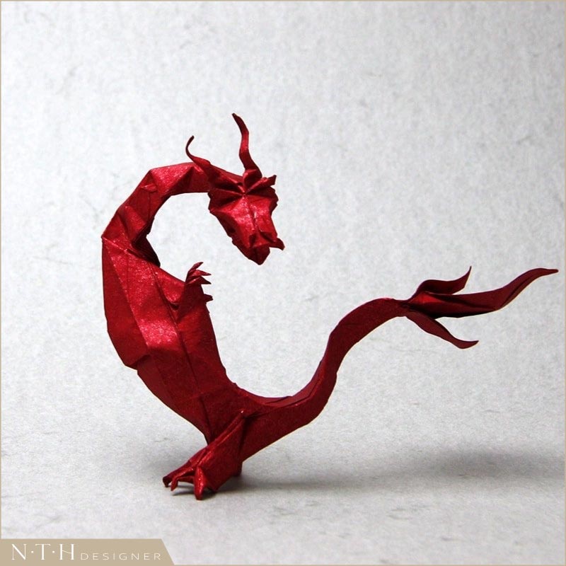 Mẫu gấp giấy Origami hình con Rồng - Western Dragon