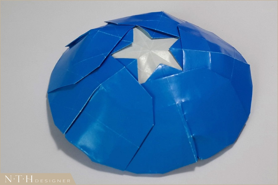Mẫu giấy xếp Origami vũ khí - Captain America Shield