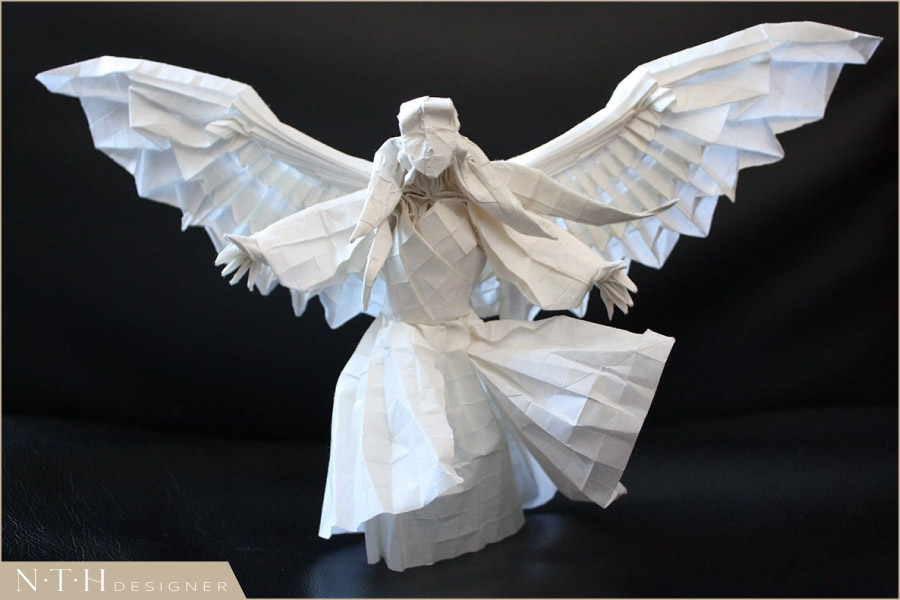 Origami thiên thần - Angel 1.0, Designed and Folded by Raphael Mausolf