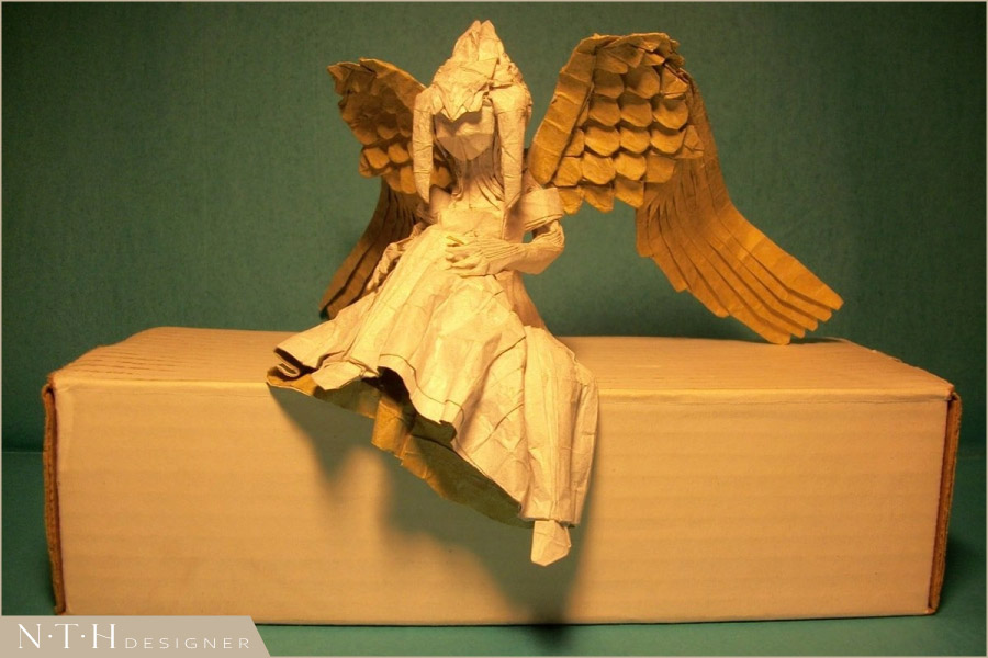 Origami thiên thần giấy đẹp - Angel, Designed and Folded by Hubert Villeneuve
