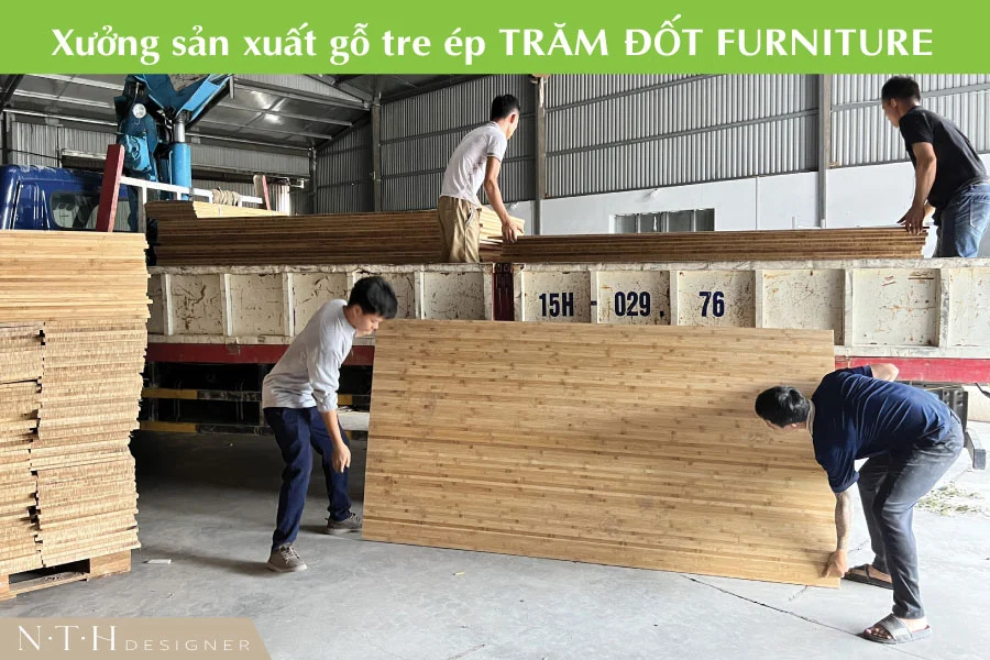 Xưởng sản xuất ván gỗ tre ép Thanh Hóa của TRĂM ĐỐT Furniture